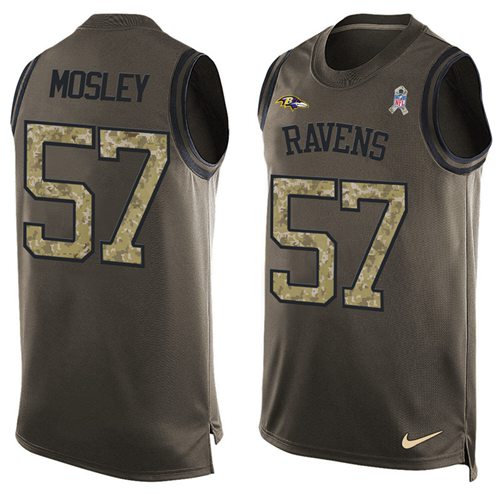 Nike Ravens #57 C.J. Mosley Green Men's Stitched NFL Limited Salute To Service Tank Top Jersey